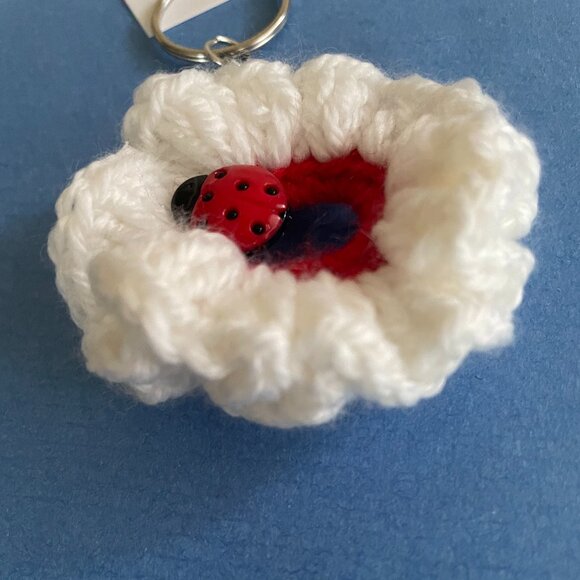 Keychain Charm, Crochet Gifts, Floral Keychain, Handmade Backpack Charm - Picture 9 of 9